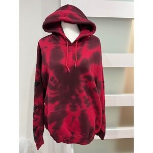Carmar Los Angeles Red Black Tie Dye Oversized Hoodie‎ Glitter Stars Medium